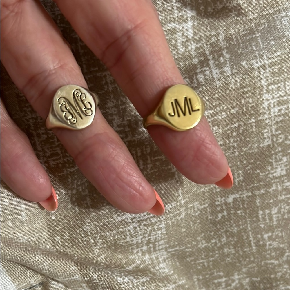 Gold Monogrammed Signet Ring Set - size 5 initials JLM